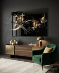 Golden Black Lily | Tempered Glass Wall Art