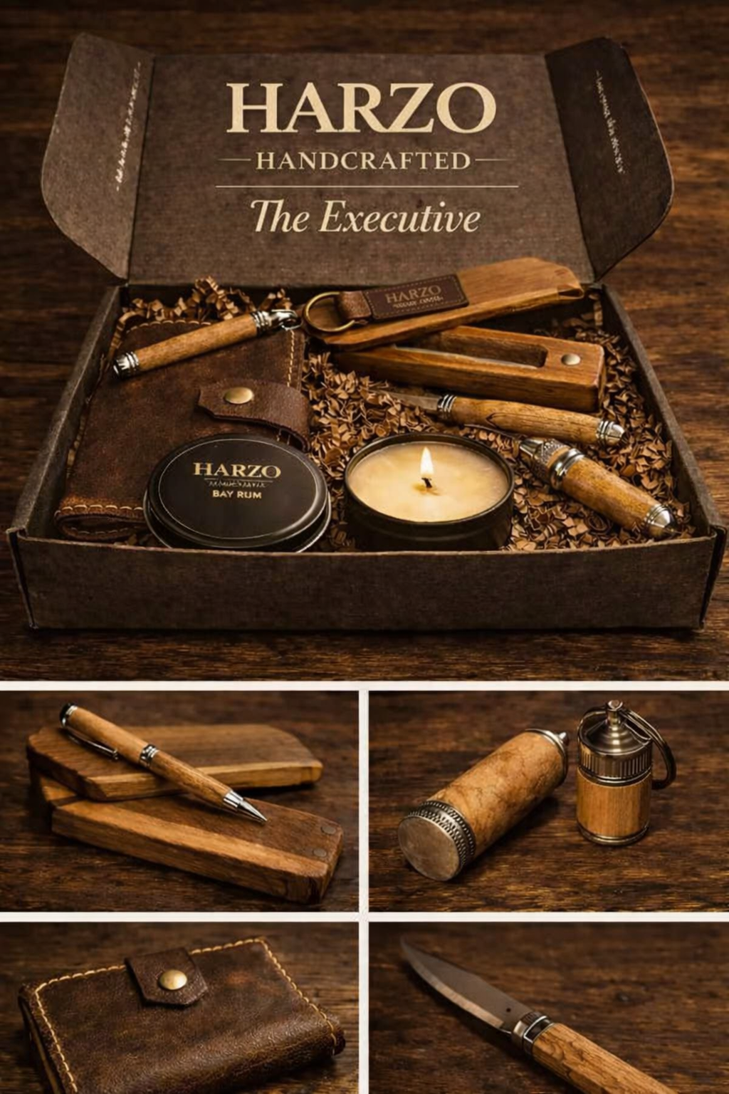 The Night Thinker | Handcrafted Leather & Wood Gift Set
