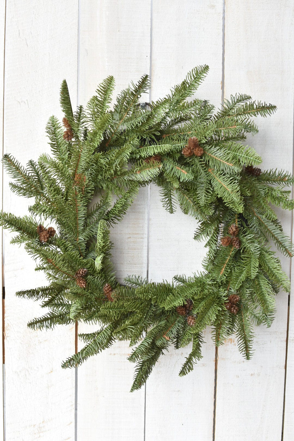 24" Faux Green Spruce Real Touch Wreath w/Faux Pinecones