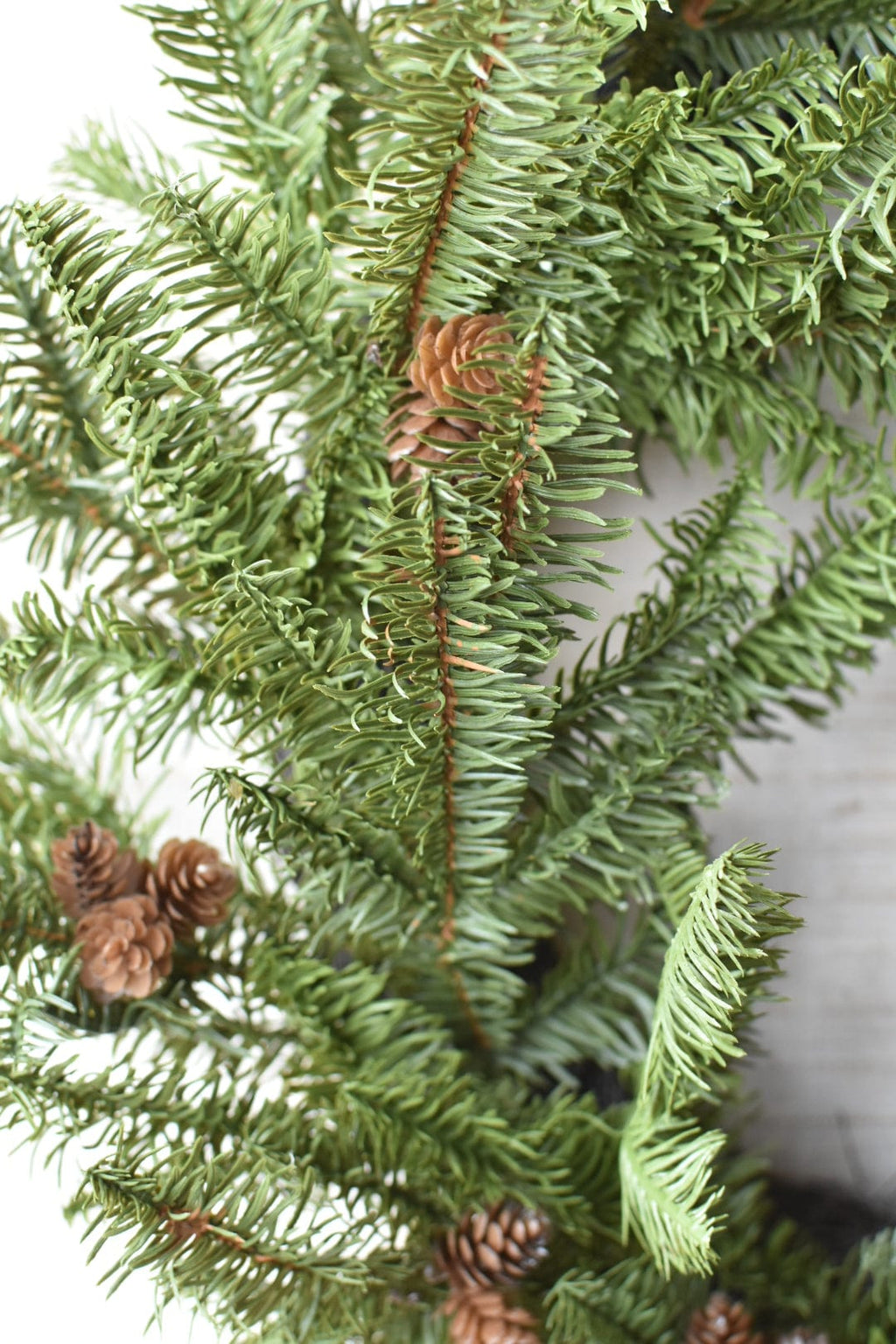 24" Faux Green Spruce Real Touch Wreath w/Faux Pinecones