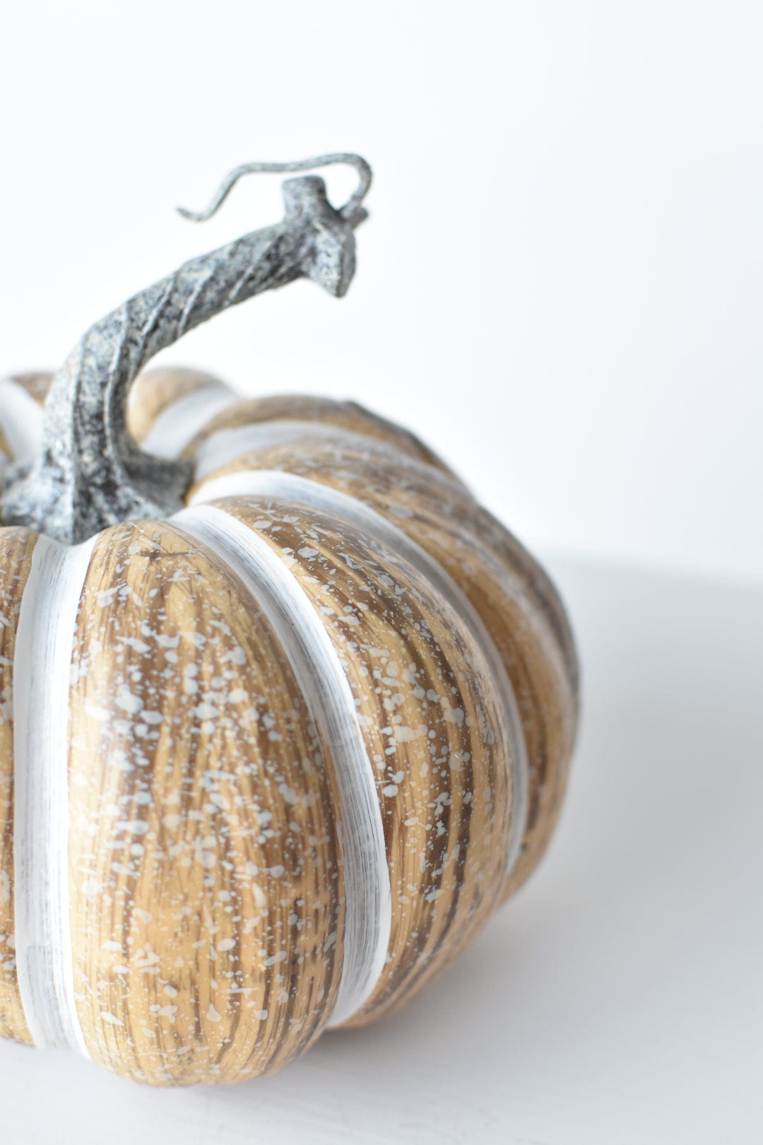 6.5"Hx7.5"W Faux Pumpkin Beige White - Wide