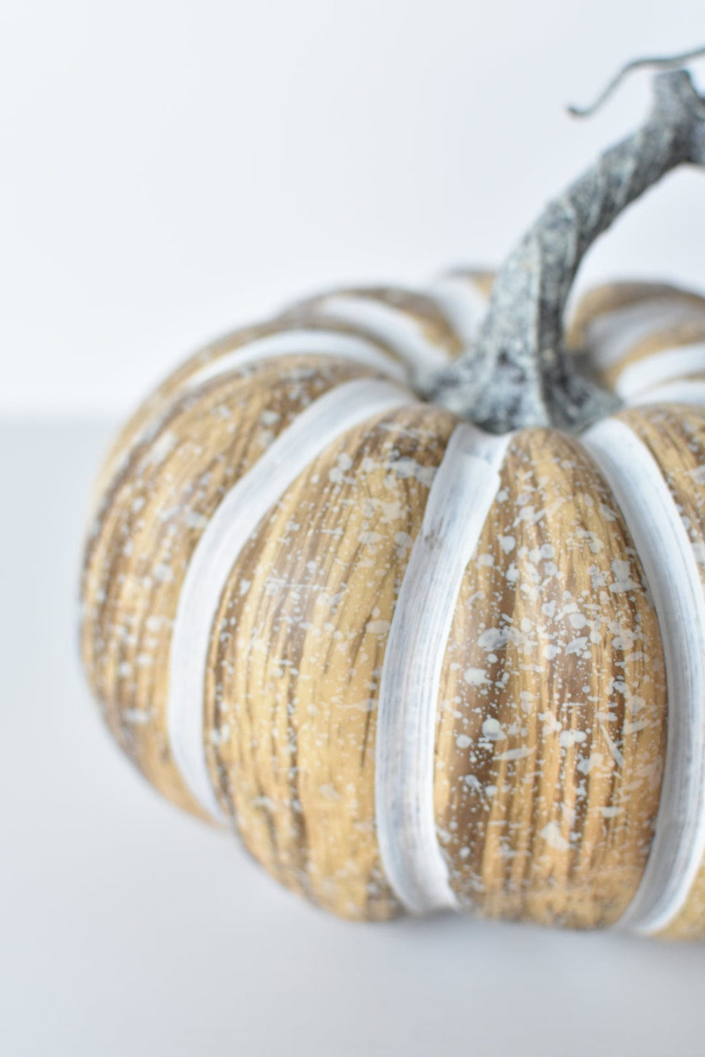 6.5"Hx7.5"W Faux Pumpkin Beige White - Wide