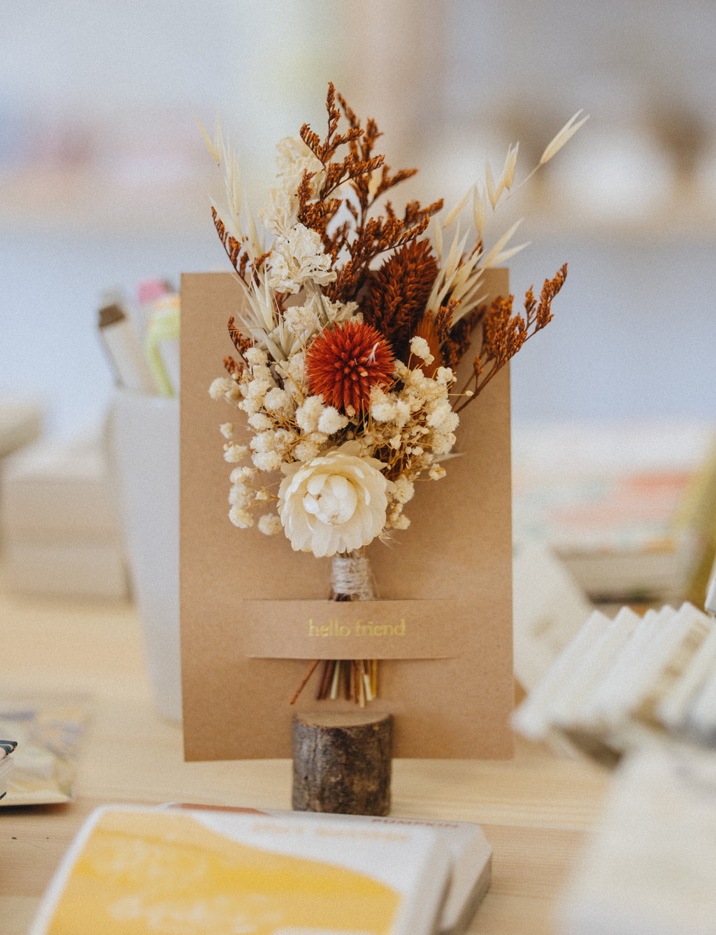 Thanks Mini Bouquet Card | Dried Floral Greeting