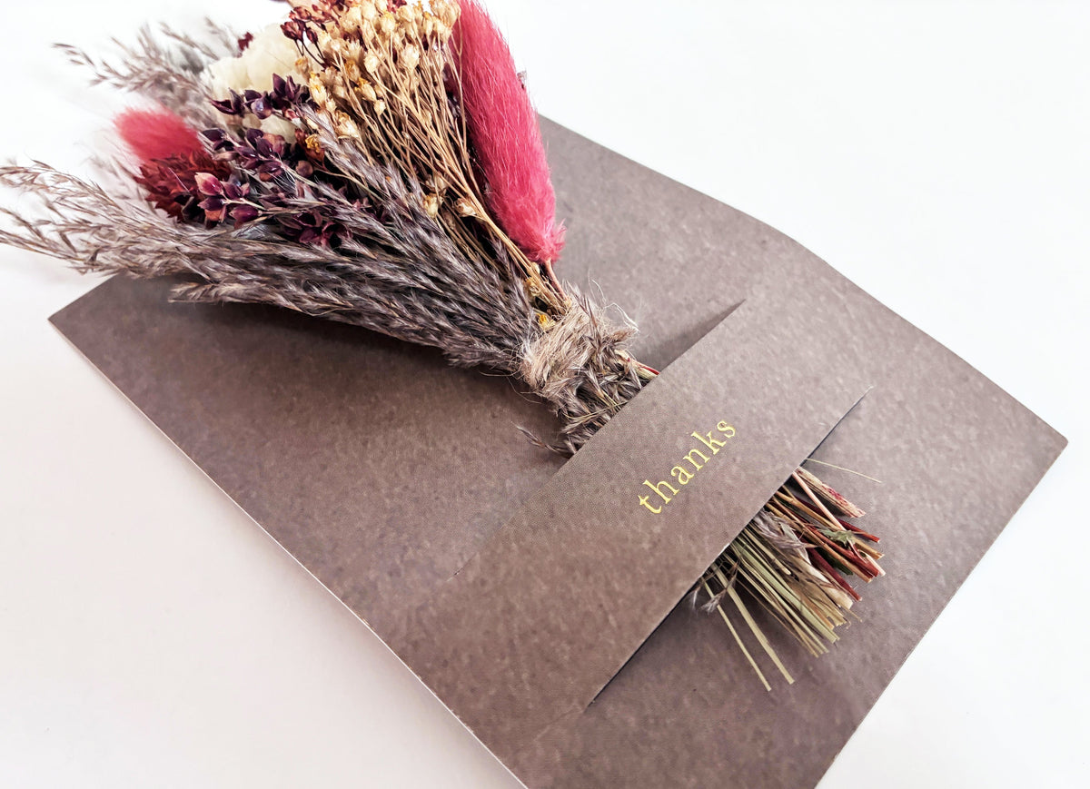 Thanks Mini Bouquet Card | Dried Floral Greeting