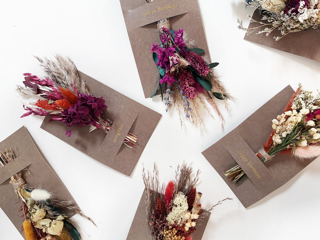 Thanks Mini Bouquet Card | Dried Floral Greeting