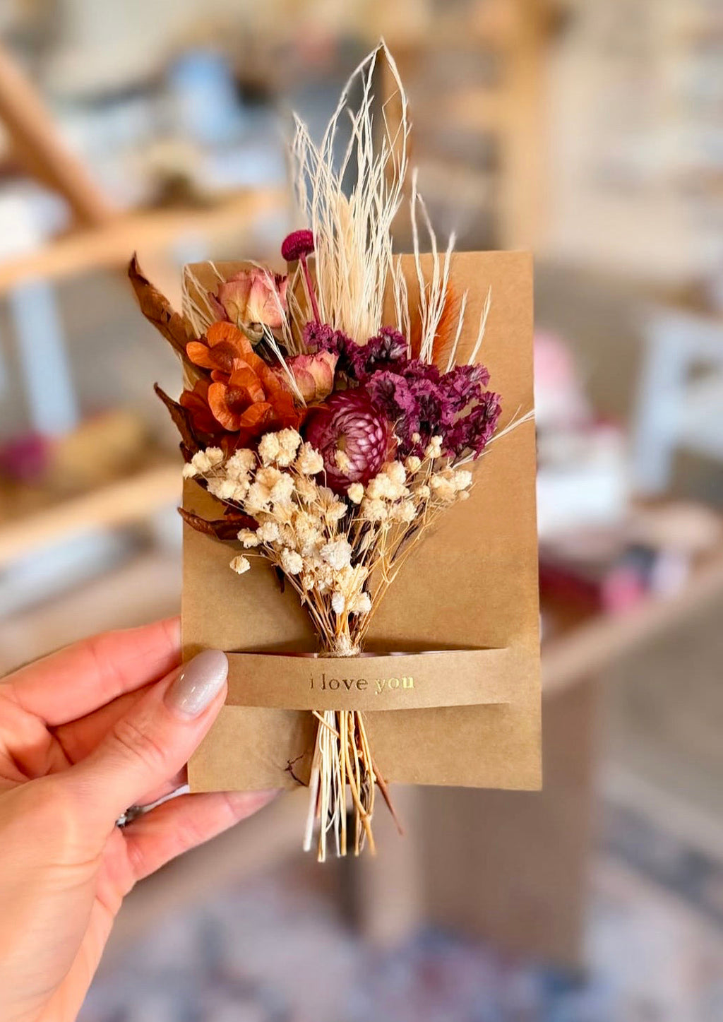 Thanks Mini Bouquet Card | Dried Floral Greeting