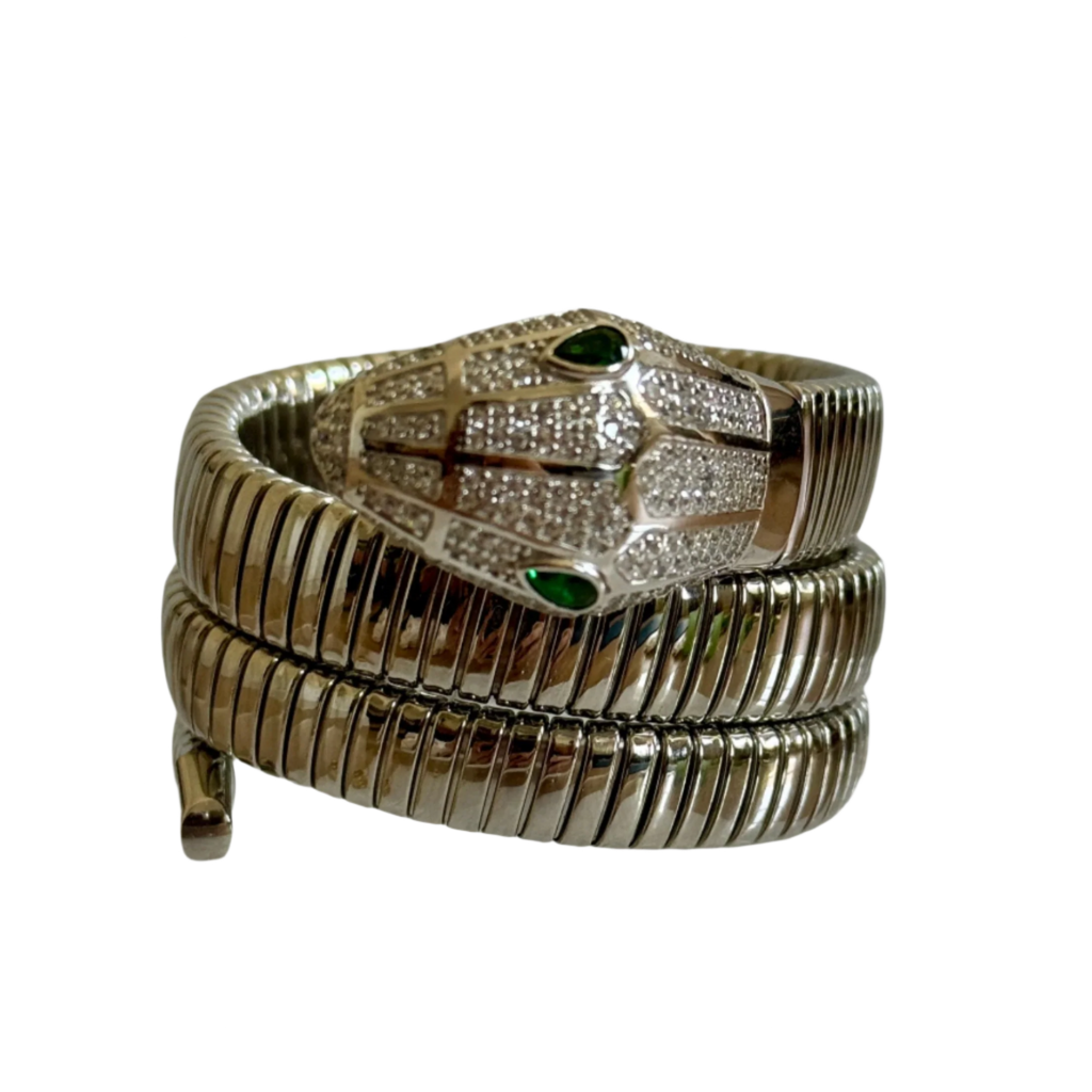 Petite Sterling Silver Crystal Triple Wrap Snake Bracelet