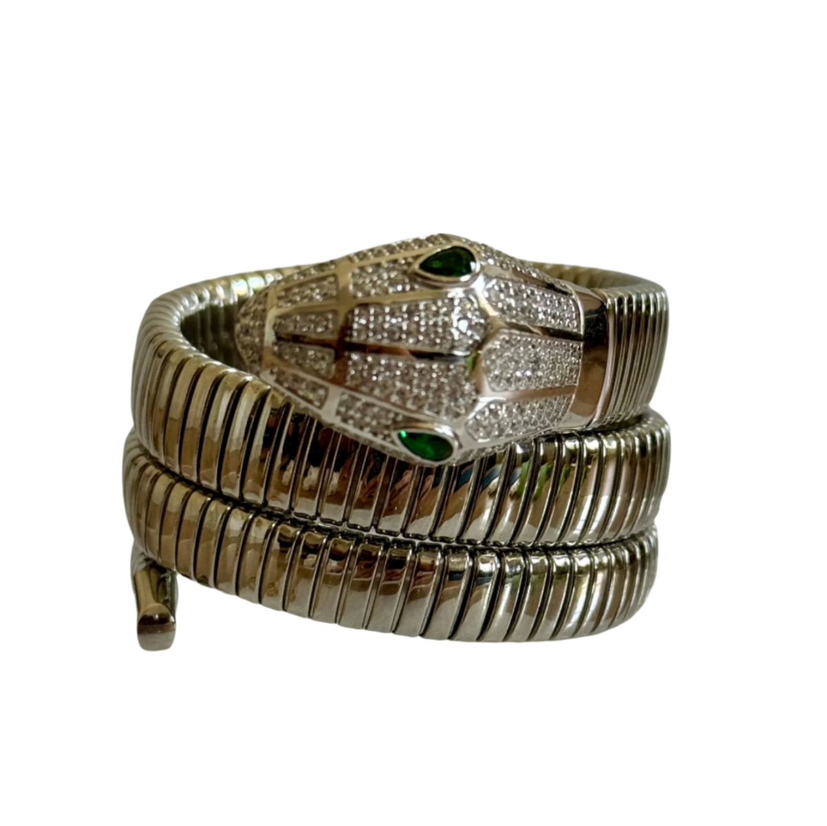 Petite Sterling Silver Crystal Triple Wrap Snake Bracelet