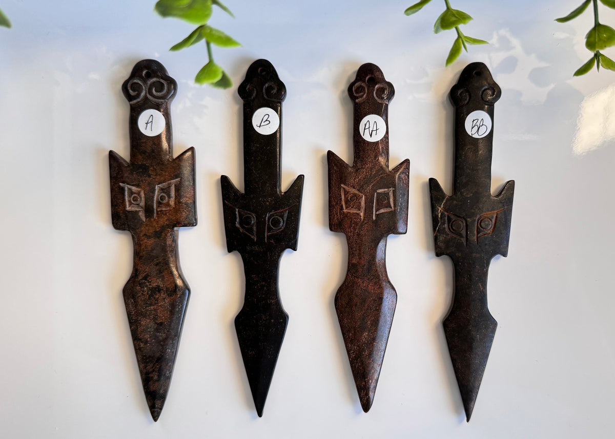 Hand-Carved Jade Owl Athame | Ritual &amp; Altar Piece