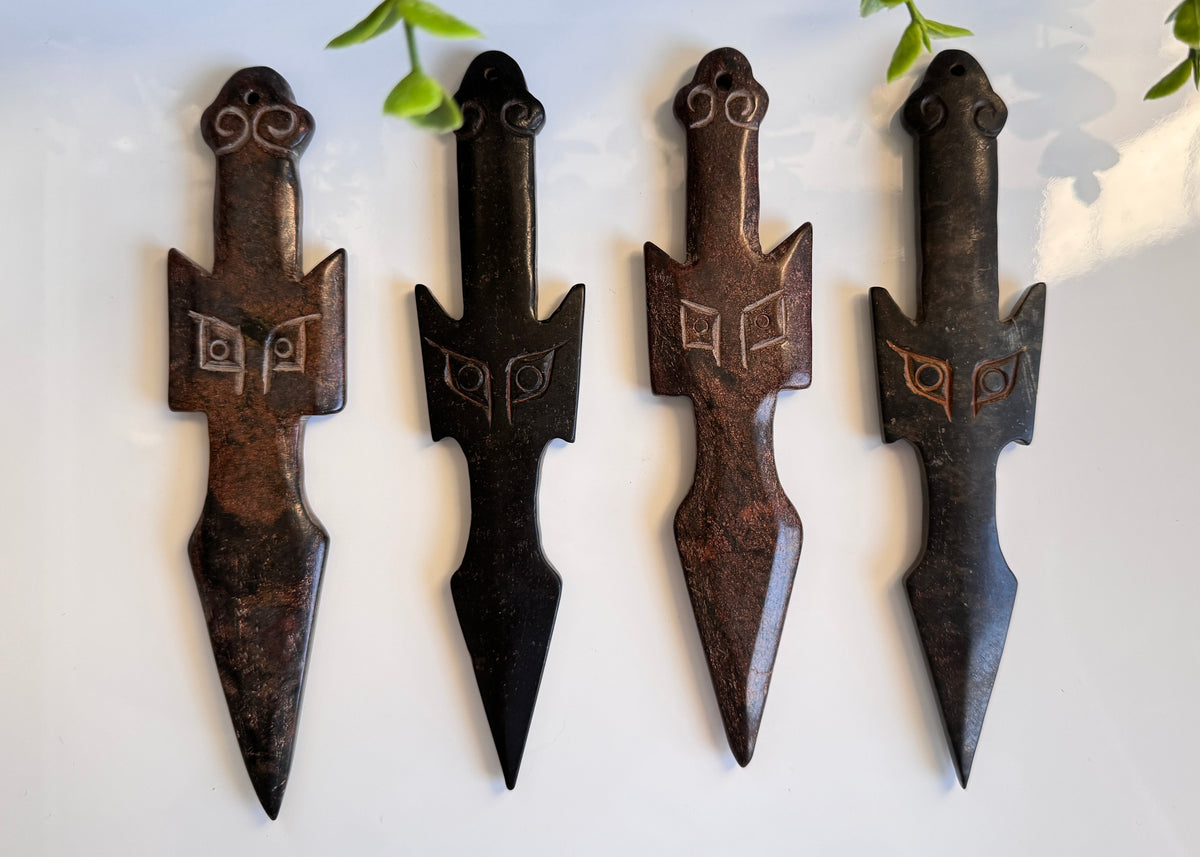 Hand-Carved Jade Owl Athame | Ritual &amp; Altar Piece