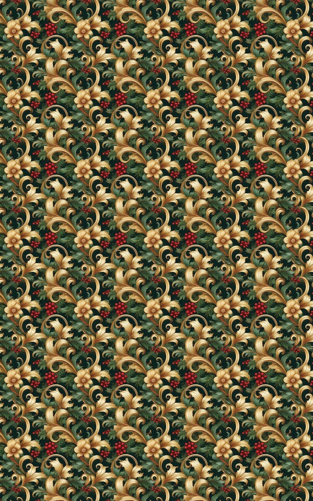 Baroque Evergreen Wrapping Paper