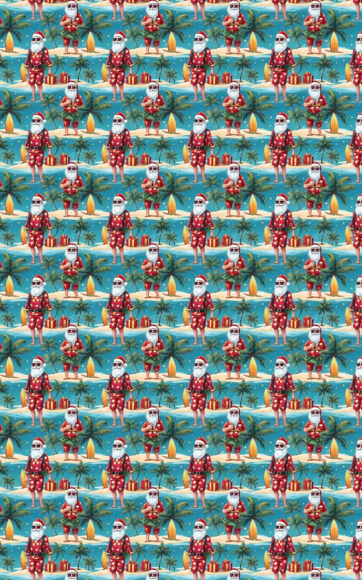 Santa’s Sunny Shores Wrapping Paper
