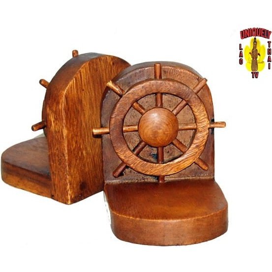 The Mariner’s Bookends | Wooden Ship’s Helm