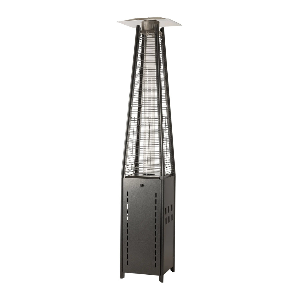 Square Pyramid Flame Patio Heater in Hammered Platinum