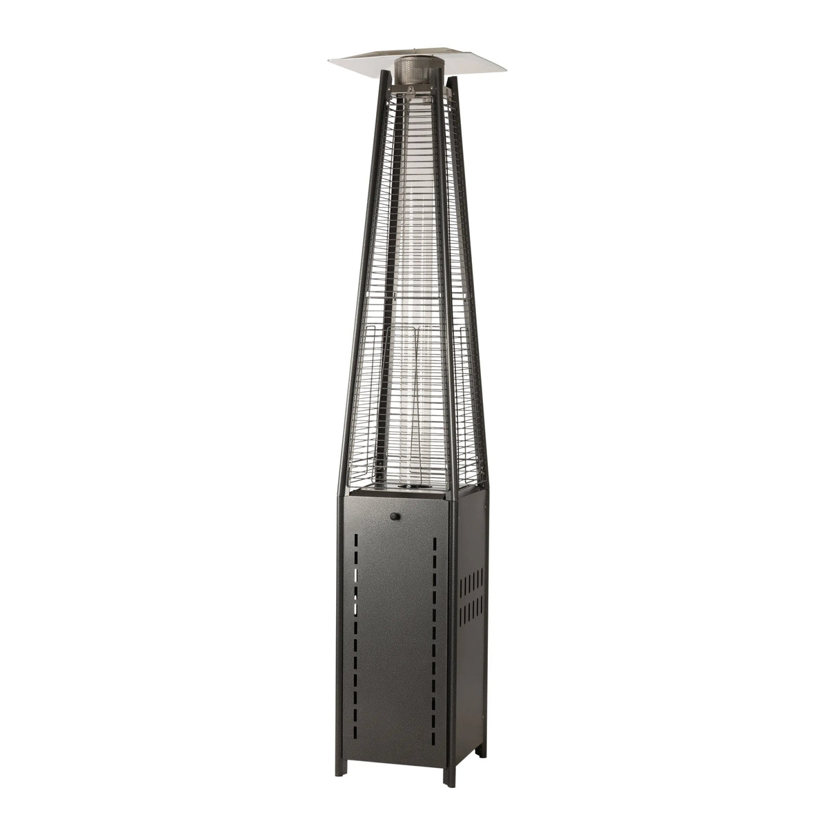 Square Pyramid Flame Patio Heater in Hammered Platinum