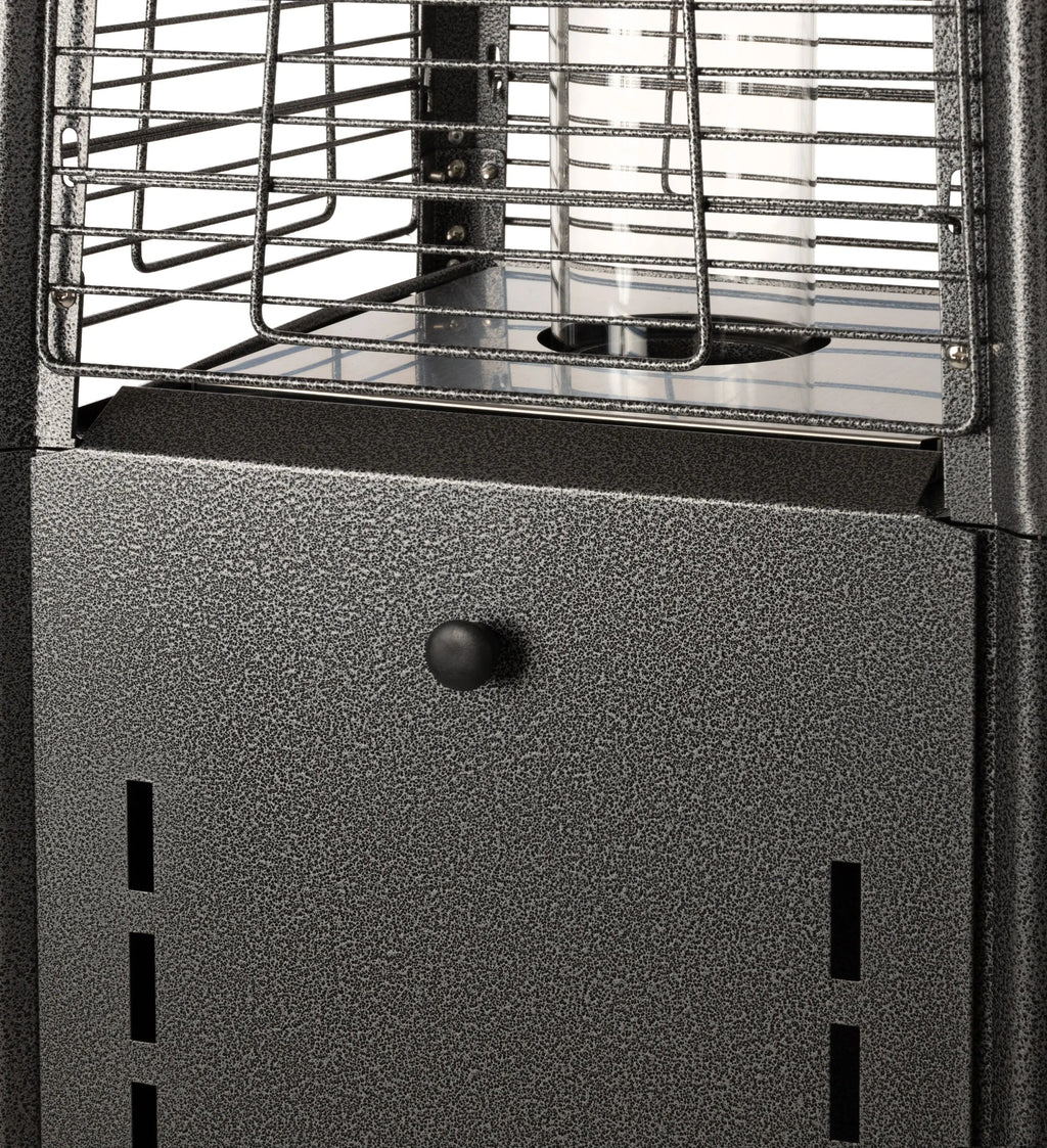 Square Pyramid Flame Patio Heater in Hammered Platinum