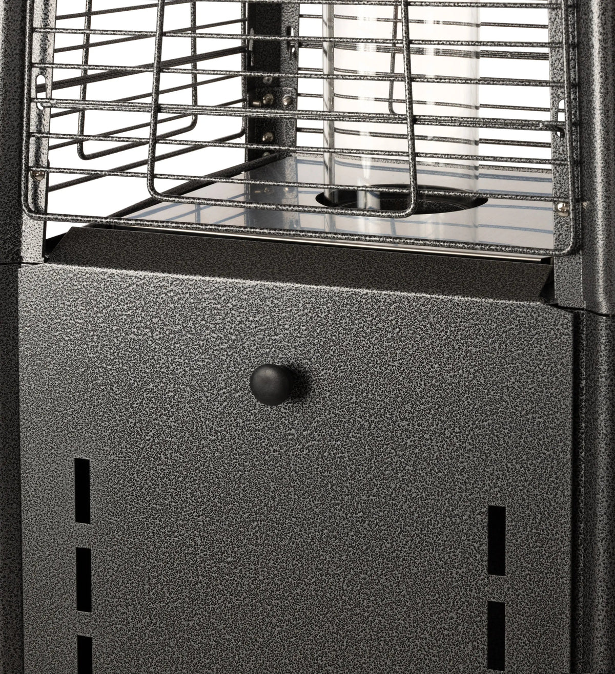 Square Pyramid Flame Patio Heater in Hammered Platinum