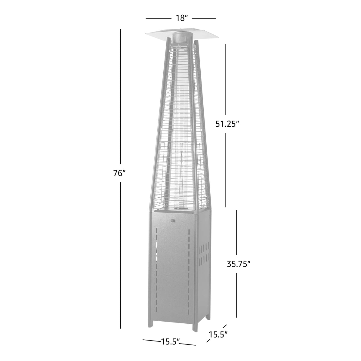 Square Pyramid Flame Patio Heater in Hammered Platinum