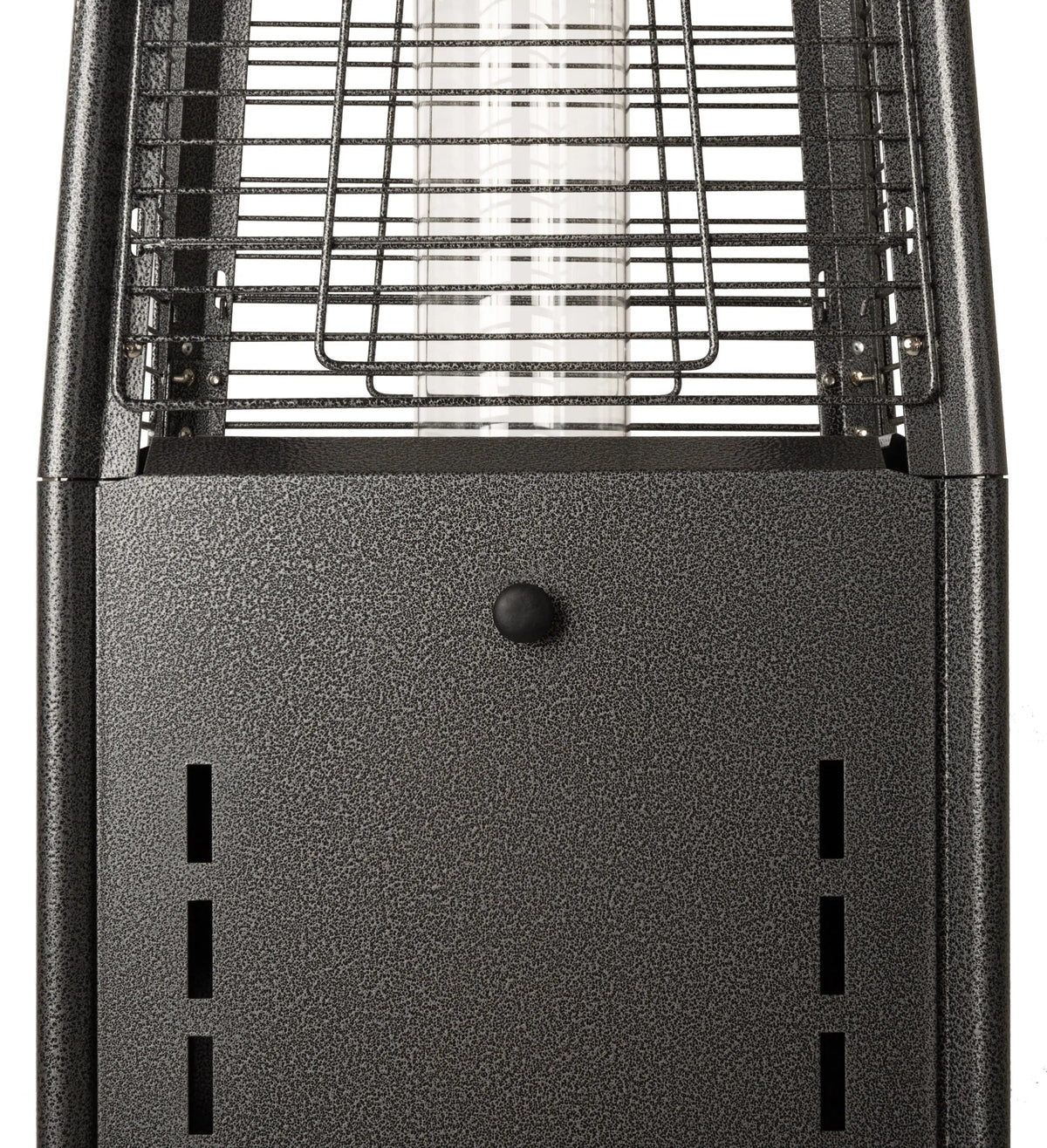 Square Pyramid Flame Patio Heater in Hammered Platinum