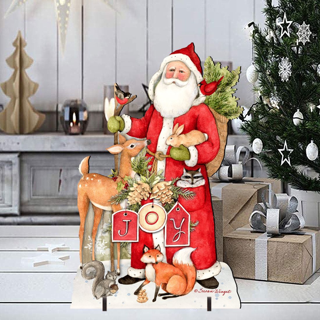 Woodland Frosty Santa Outdoor Christmas Scene