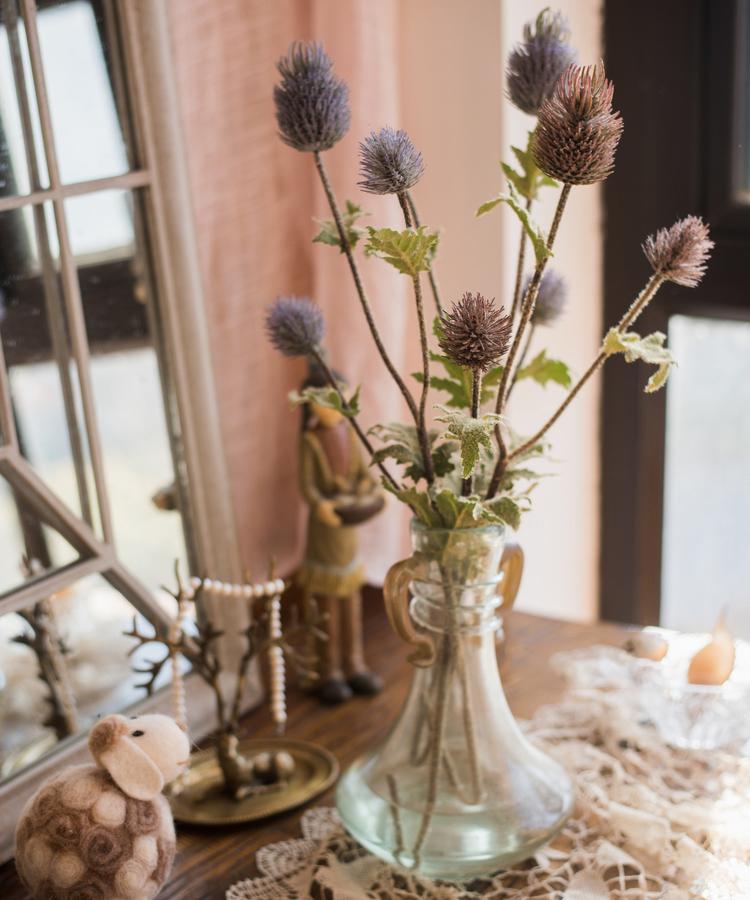 Faux Silk Artificial Thistle Flower Stem 26" Tall