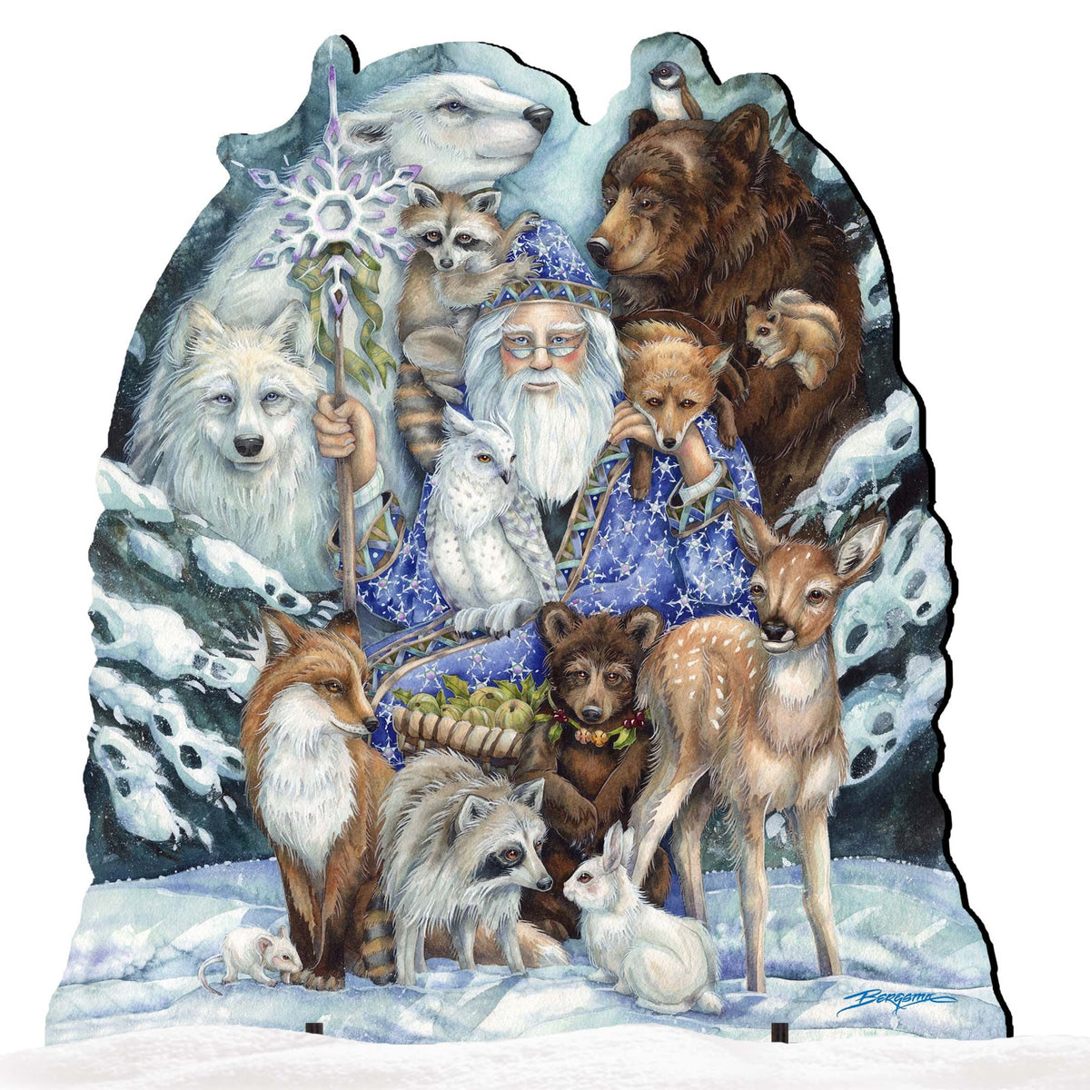 Gather in Peace Father Winter Animals Holiday Outdoor Yard Sign
