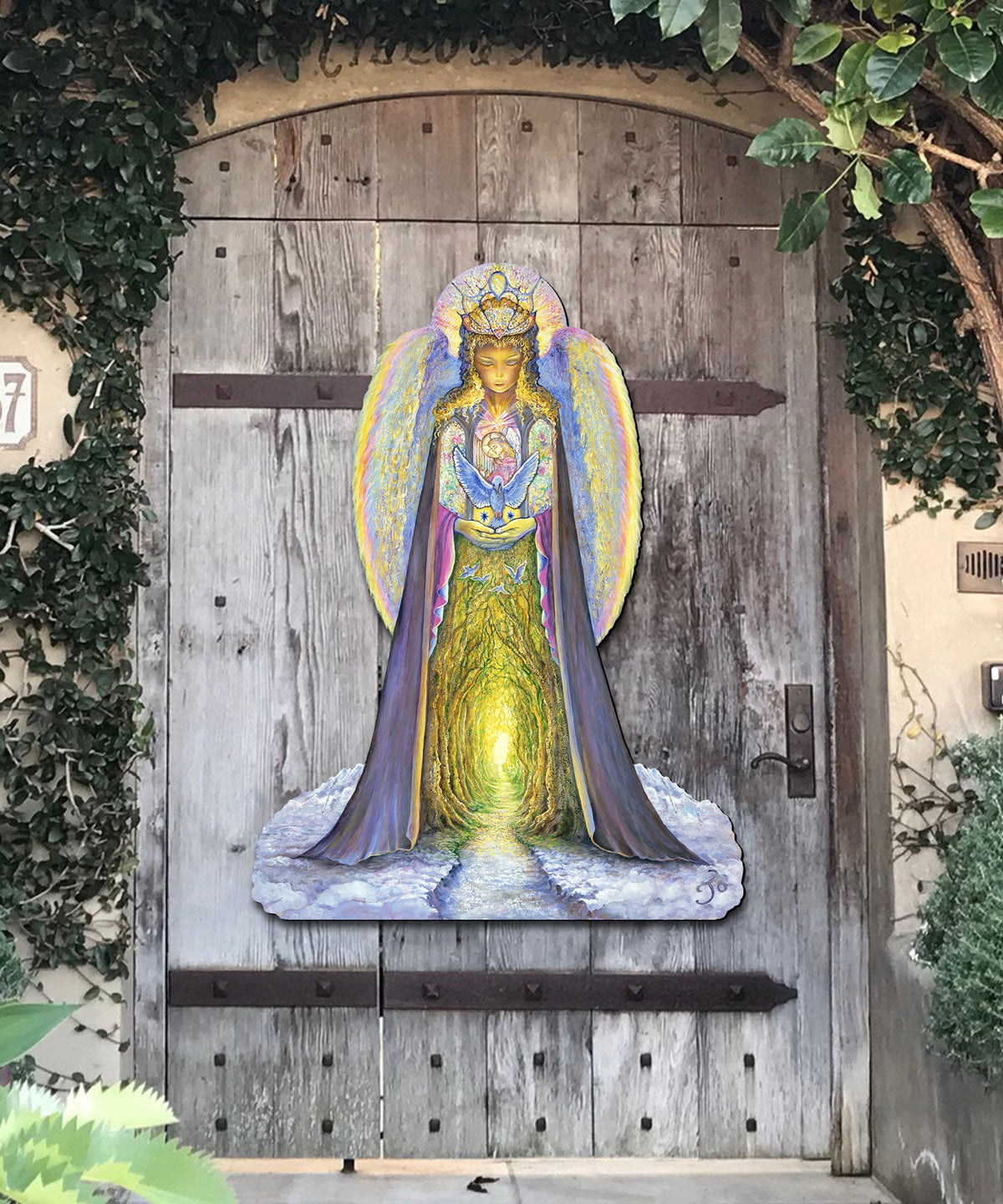 The Angel and the Bluebird Holiday Outdoor Yard Sign