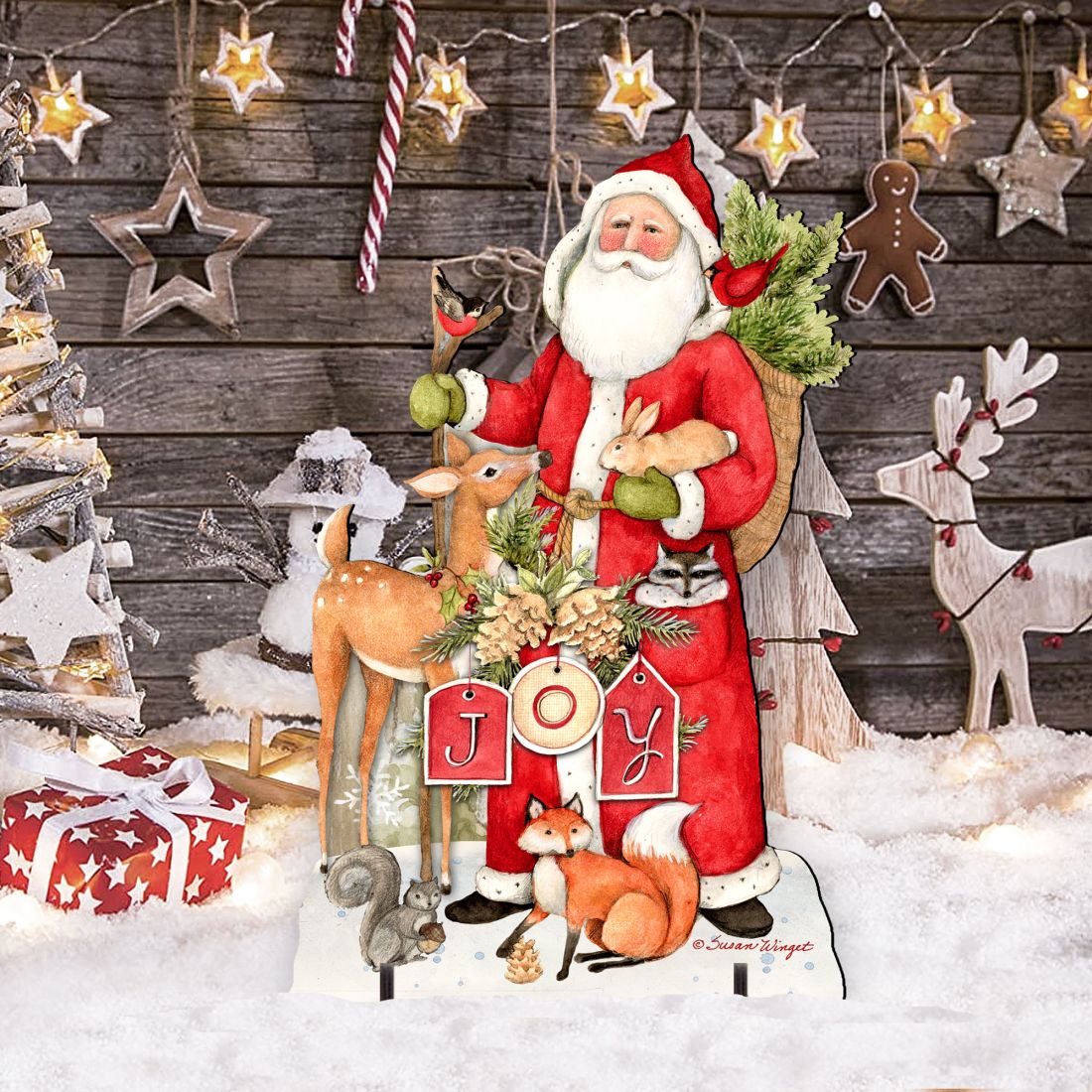 Woodland Frosty Santa Outdoor Christmas Scene