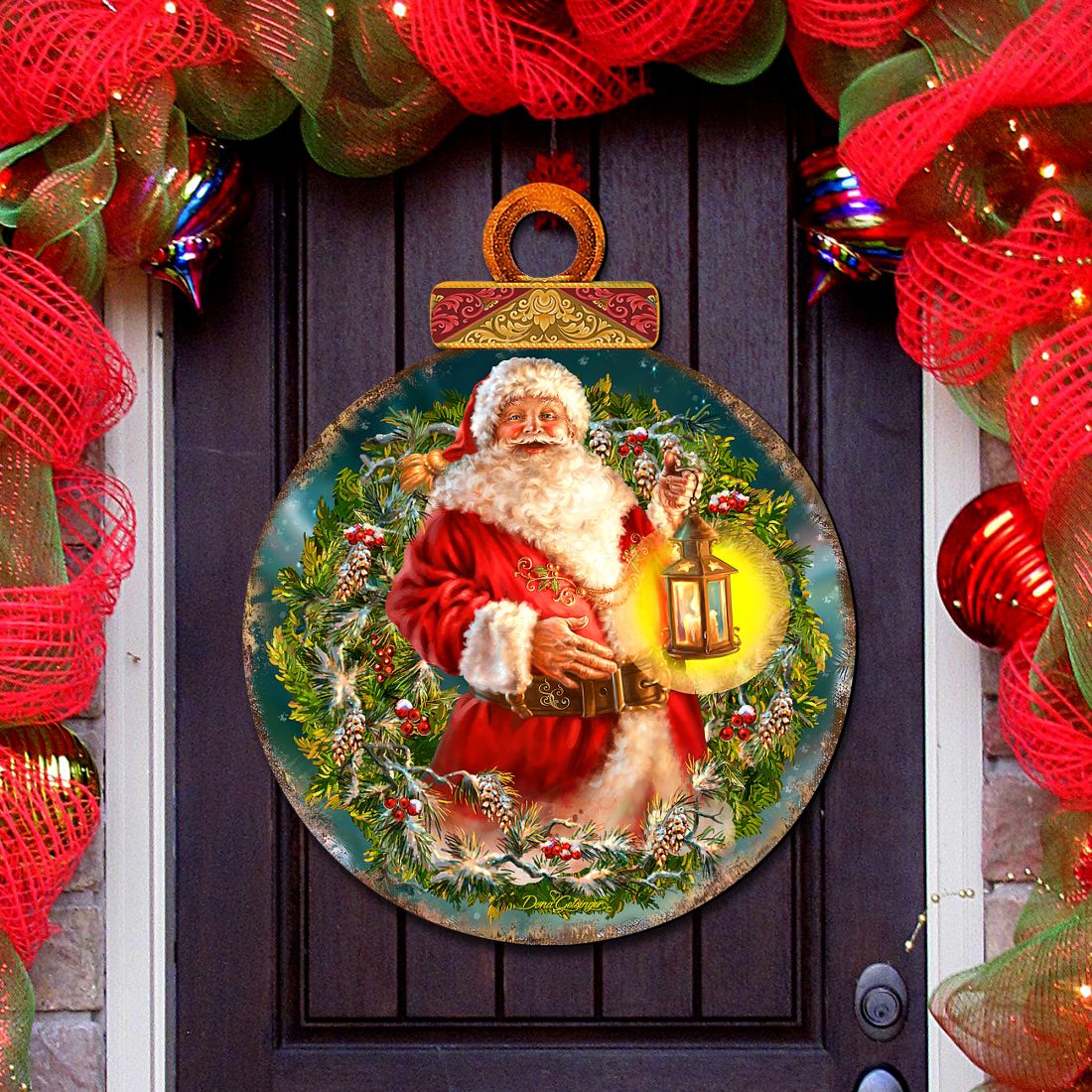 Enchanted Ball Christmas Wreath Santa Door Decor