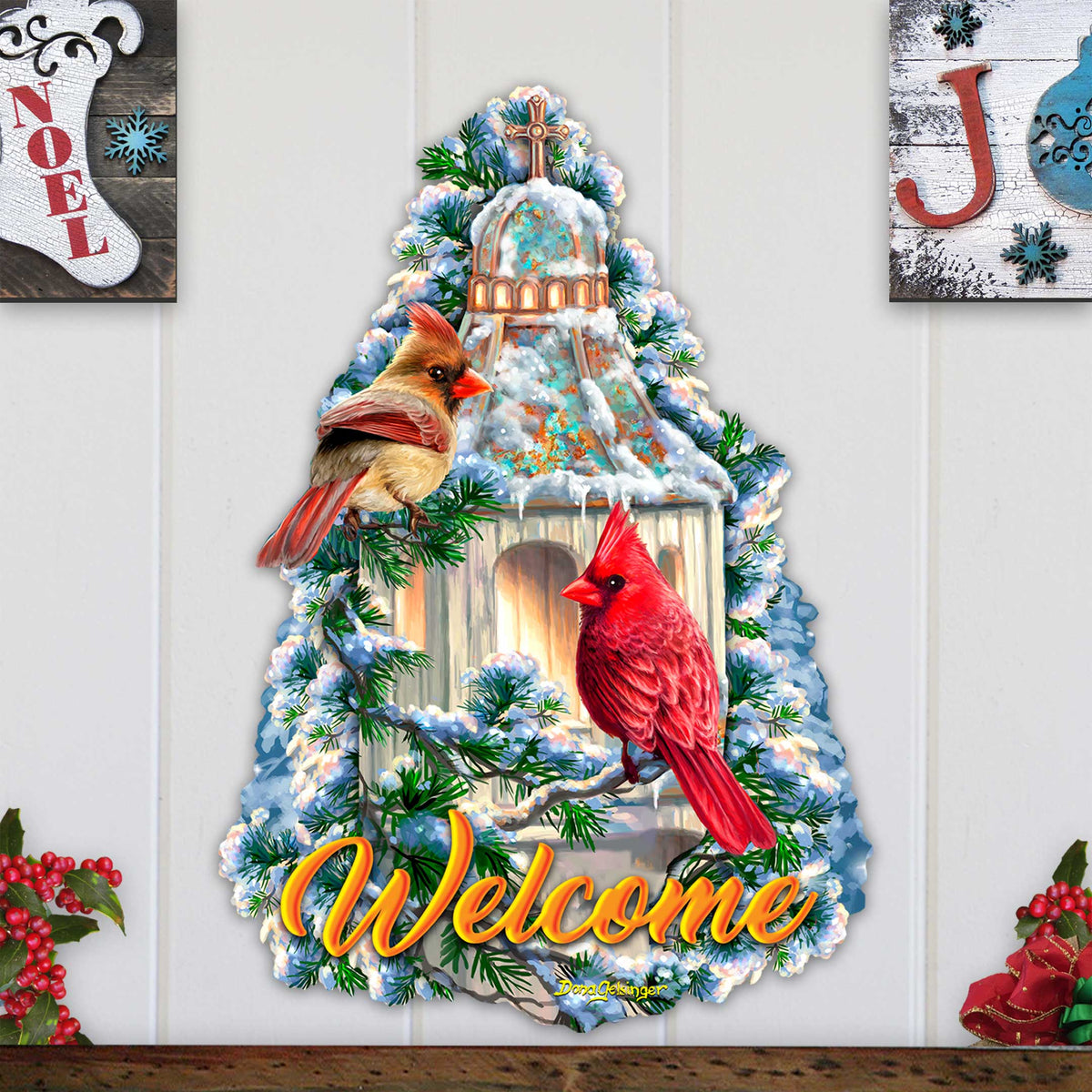 Little Cardinal Chapel Holiday Door Decor