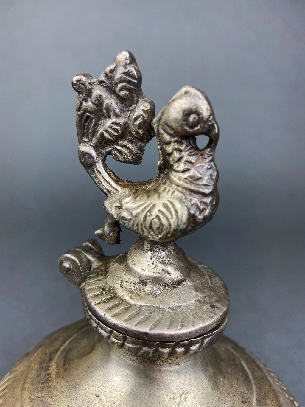 The Peacock Reliquary | Vintage Indian Metal Vessel