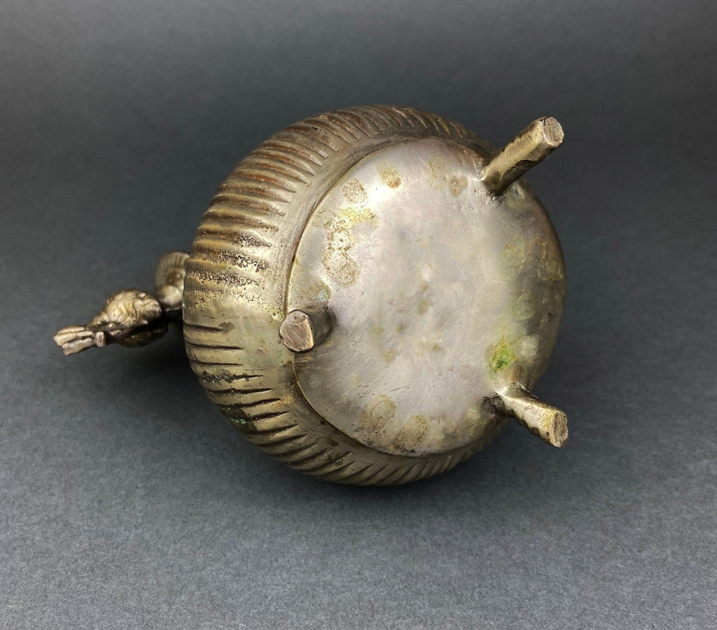 The Peacock Reliquary | Vintage Indian Metal Vessel