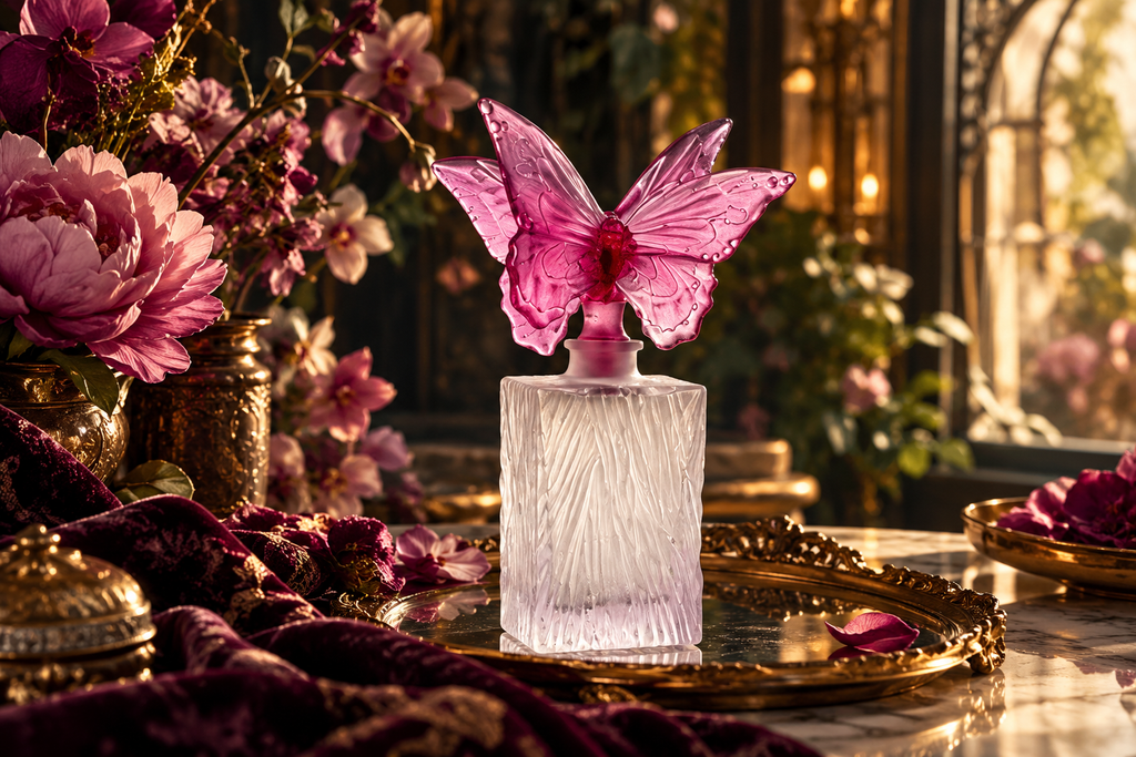 Daum Butterfly “pâte de cristal” Perfume Bottle - Purple/Pink