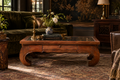 Northern Thai Opium-Style Coffee Table | Solid Wood & Glass