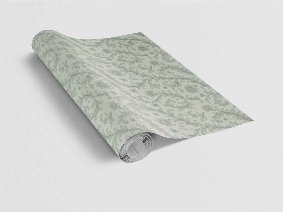 Celadon Baroque Wrapping Paper