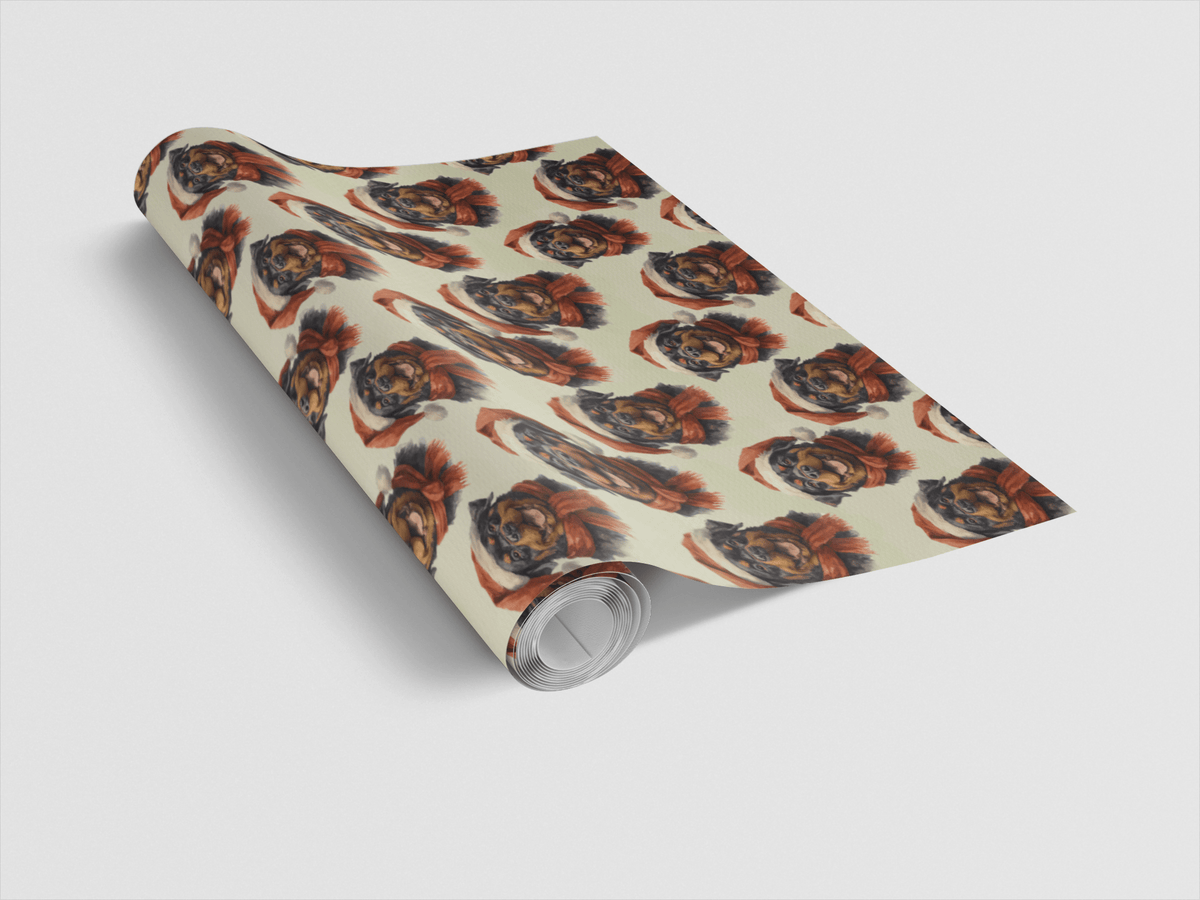 Rottweiler in Red Wrapping Paper