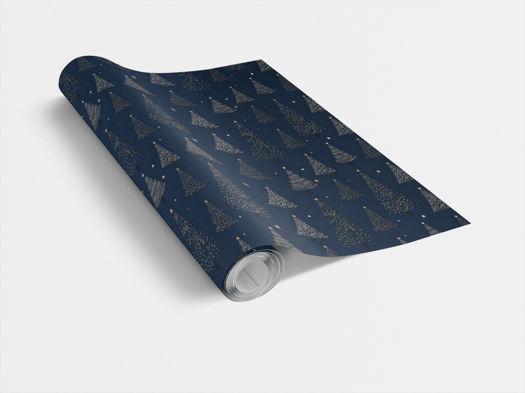 Night Christmas Trees Wrapping Paper