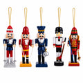 Nutcracker Ornament Set of 5 Wooden Christmas Figures 5 Inches