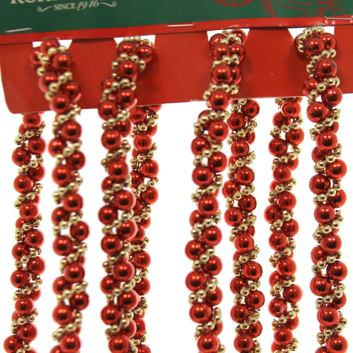 9-Foot Red and Gold Bead Twisted Garland