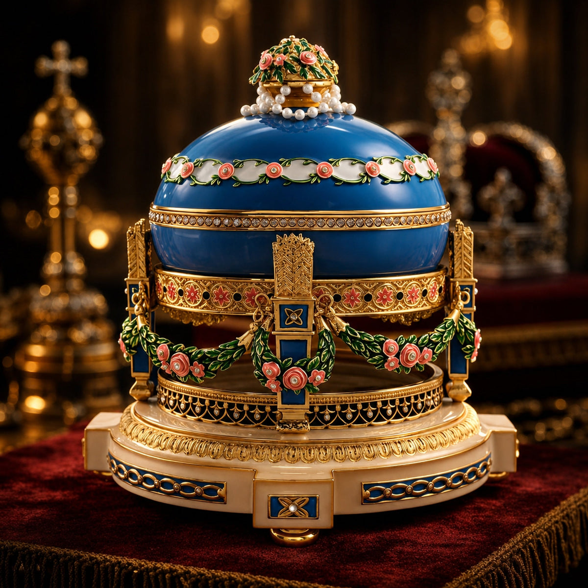 1907 Love Trophies Egg (Cradle with Garlands) Musical Royal Egg