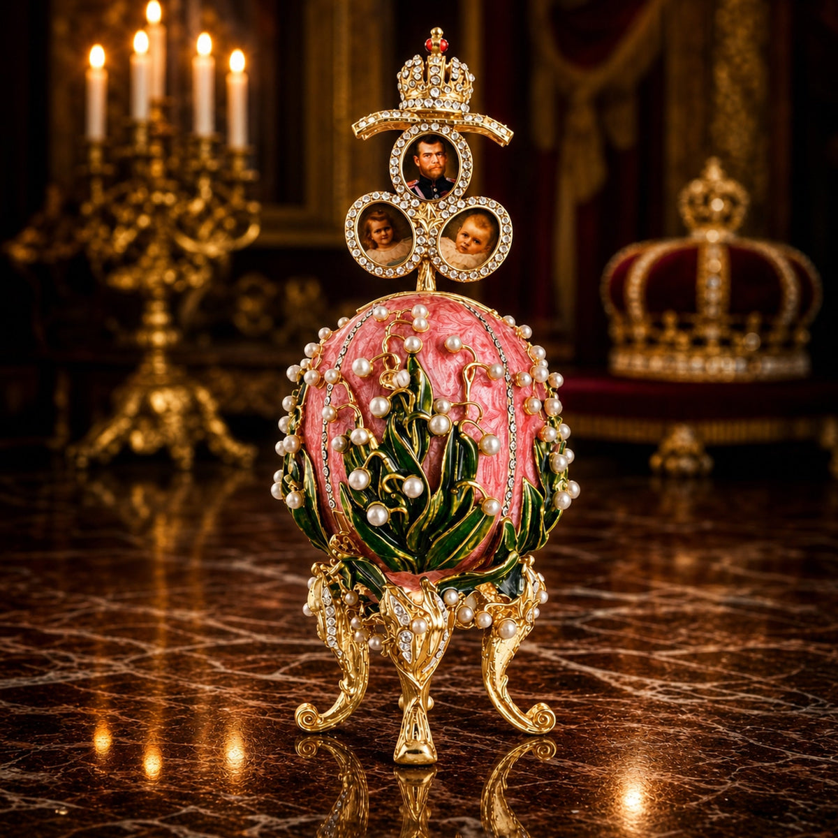 1898 Lilies of the Valley Musical Royal Imperial Egg 6.3 Inches