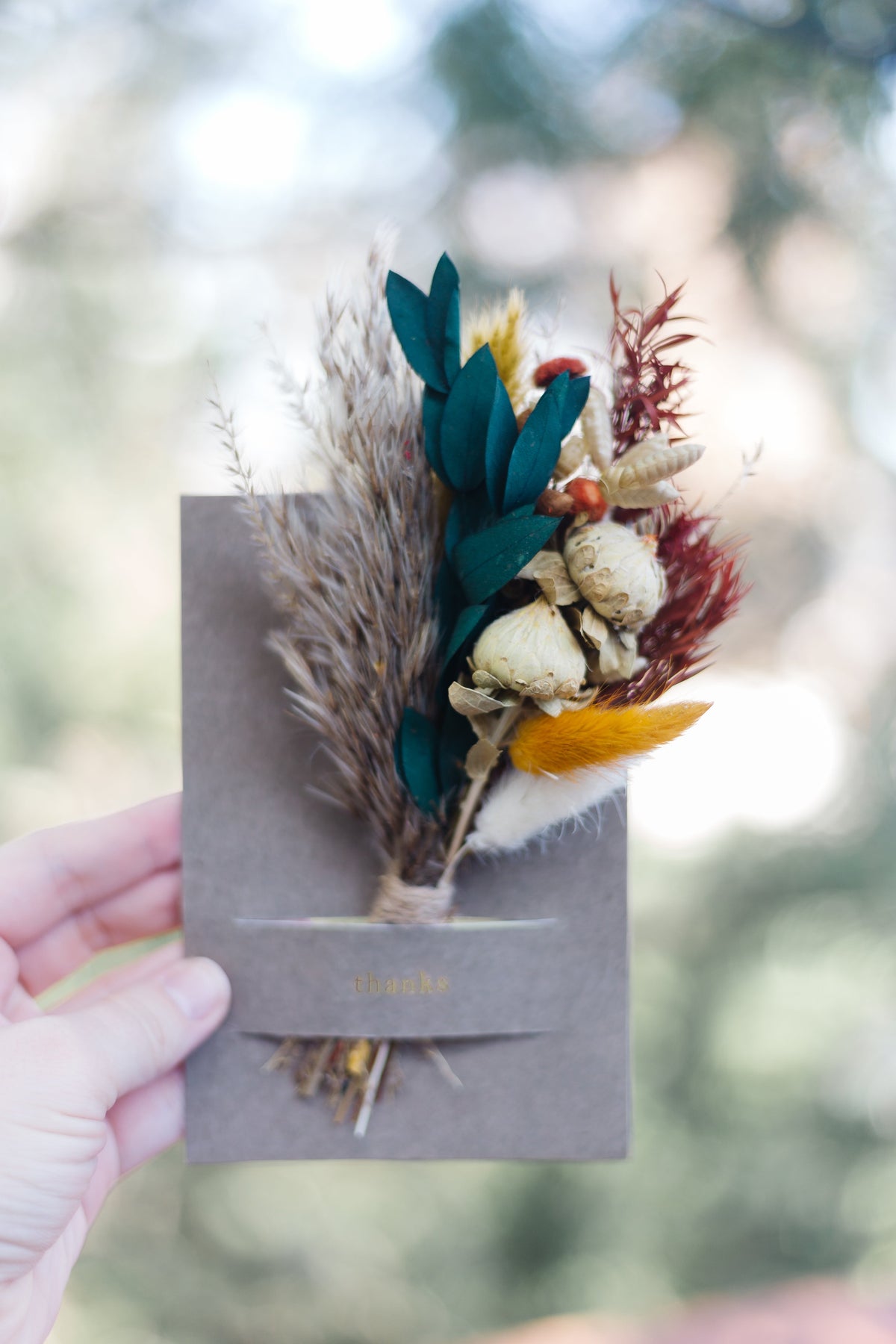 Thanks Mini Bouquet Card | Dried Floral Greeting